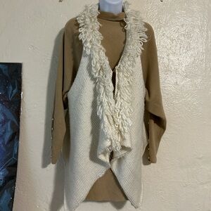 Cupio Tan and Cream Cardigan Sweater